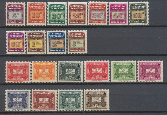 1937-47 Colonie Française AEF Taxes N°1 à 21 N** Cote 33,50€ H4015