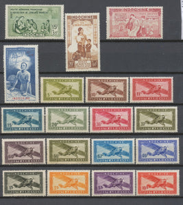 1942-44 Colonie Française Indochine Timbres PA N°20 à 38 N**/N* Cote 35€ H4035