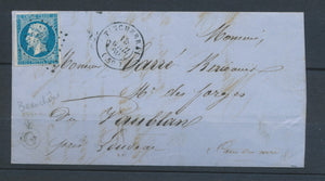 1860 Lettre N°14 PC3370 TINCHEBRAI + BR G Beauchêne ORNE(59) N1311