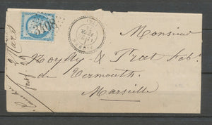 1874 Lettre N°60B TII GC 3408 Signes VAR (78) CàD type 24 Ind 17 cote 220€ X1912