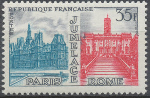 Jumelage Paris-Rome. Hôtels de Ville des deux capitales. 35f. Gris, rouge et bleu clair. Neuf luxe ** Y1176