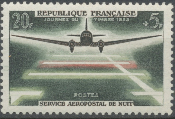 Journée du Timbre et 20e anniversaire du service aéropostal de nuit. 20f. + 5f. Polychrome. Neuf luxe ** Y1196