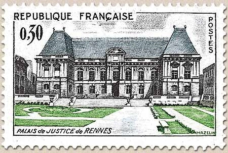 Palais de justice de Rennes. 30c. Noir, vert et gris-bleu Y1351