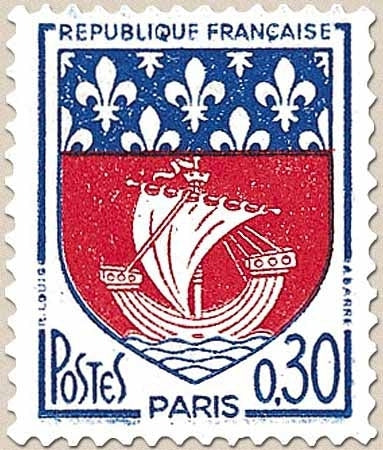 Armoiries de villes (IV) Paris. 30c. Bleu et rouge Y1354B