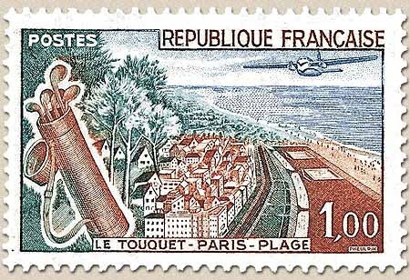 Le Touquet-Paris-Plage. 1f. Bleu, vert-bleu et brun-rouge Y1355