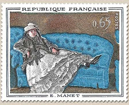 Tableaux de Maîtres. Madame Manet au canapé bleu, de Manet (1832-1883)  65c. Polychrome Y1364