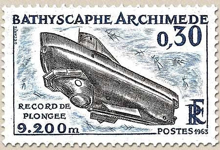 Bathyscaphe Archimède 30c. Bleu et noir Y1368