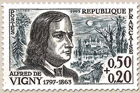 Célébrités. Alfred de Vigny (poète, centenaire de sa mort) 50c. + 20c. Brun-noir, bleu-gris et sépia Y1375