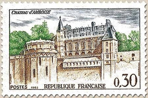 Série touristique. Château d'Amboise 30c. Bleu-gris, vert et ocre Y1390