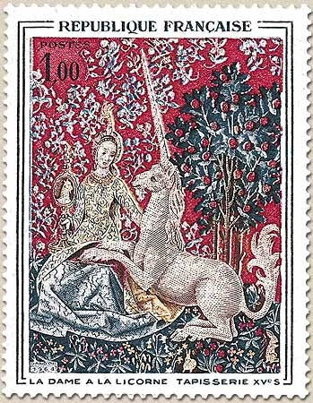 Oeuvres d'art. La Dame à la licorne. Tapisserie (15° s.). Musée de Cluny. 1f. Polychrome Y1425