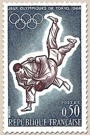 Jeux olympiques de Tokyo. 50c. Bleu et brun-lilas Y1428