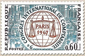 9e congrès international de comptabilité, à Paris. 60c. Violet, gris-vert et ocre Y1529