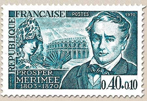 Personnages célèbres. Prosper Mérimée, écrivain (1803-1870) 40c. + 10c. Vert-bleu Y1624