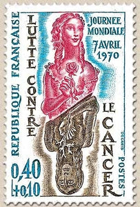 Journée mondiale de lutte contre le cancer. 40c. + 10c. Bleu, sépia et rose carminé Y1636