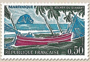 Série touristique. Rocher du Diamant (Martinique) 50c. Vert foncé, bleu foncé et lie-de-vin Y1644