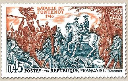 Histoire de France. Bataille de Fontenoy (1745) 45c. Rouge-brun, gris-bleu et violet-brun Y1657