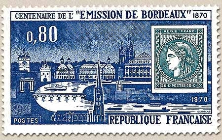 Centenaire de l'Émission de Bordeaux. Vue générale de Bordeaux.  80c. Violet et gris-bleu Y1659