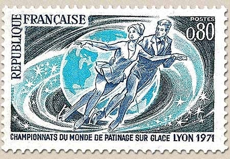 Championnats du monde de patinage sur glace. 80c. Noir, bleu pâle et violet Y1665