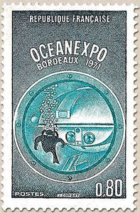 OCÉANEXPO. Bordeaux 1971. 80c. Bleu-vert et bleu foncé Y1666