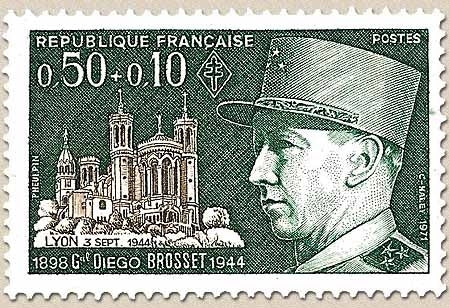 Personnages célèbres. Général Diégo Brosset (1898-1944) 50c. + 10c. Vert foncé et réséda Y1668