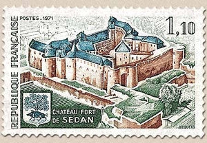 Série touristique. Château fort de Sedan 1f.10 vert foncé, brun et bleu Y1686