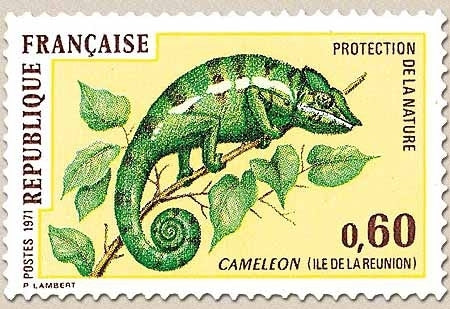 Protection de la nature. Caméléon (Ile de La Réunion)  60c. Polychrome Y1692