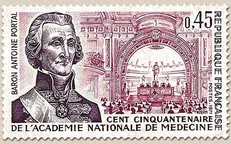 Sesquicentenaire de l'Académie nationale de Médecine. Baron Antoine Portal (1742-1832) 45c. Violet et lilas Y1699