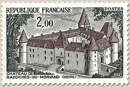 Série touristique. Château de Bazoches-du-Morvand 2f. Vert-noir et brun-lilas Y1726