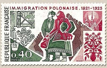 Immigration polonaise de 1921-23. 40c. Carmin, violet et vert Y1740