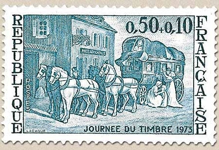 Journée du Timbre. Relais de poste 50c. + 10c. Turquoise Y1749