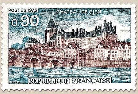 Série touristique. Château de Gien 90c. Gris-bleu et brun carminé Y1758