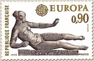 Europa. Sculptures. L'Air, Maillol (1861-1944). 90c. Violet-brun et ocre Y1790