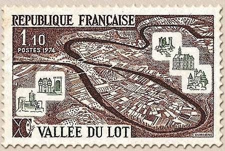 Série touristique. La vallée du Lot 1f.10 brun et olive Y1807