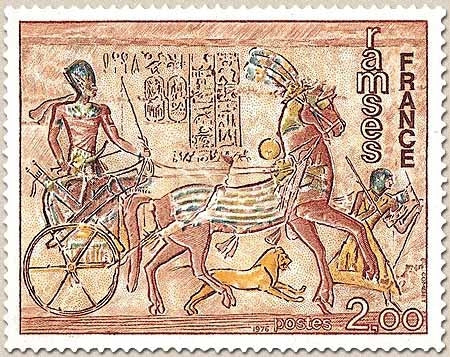 Oeuvres d'art. Ramsés (fresque d'Abu-Simbel) 2f. Polychrome Y1899