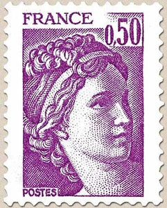 Type Sabine, tirée d'une oeuvre du peintre Louis David. 1re série. 50c. Violet Y1969