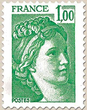 Type Sabine, tirée d'une oeuvre du peintre Louis David. 1re série. 1f. Vert Y1973