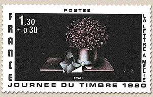 Journée du Timbre. La Lettre à Mélie, d'Avati 1f.30 + 30c. Noir, rose-lilas et bleu-gris Y2078