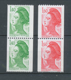 Type Sabine Paires verticales N°2191-2191a + N°2192-2192a N° rge au dos Y2192aAS