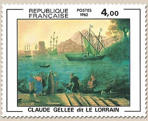 Série artistique. Embarquement à Ostic, œuvre de Claude Gellée, dit Le Lorrain.  4f. Y2211