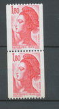 Type Liberté paire verticale N°2223 + 2223a N° rouge au verso Y2223aA