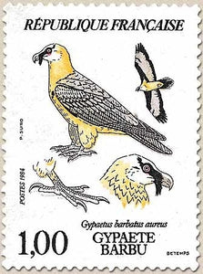 Faune et flore de France. Rapaces diurnes. Gypaète barbu (Gypaetus barbatus aureus). 1f. Multicolore Y2337