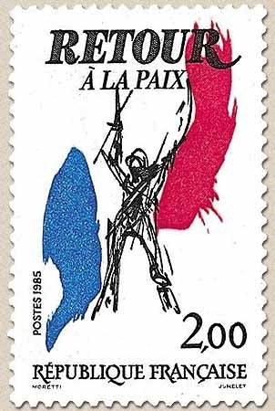 40e anniversaire de la Victoire. Retour à la Paix. 2f. Bleu, rouge, noir et or Y2368