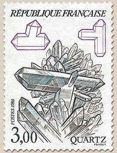 Série Nature de France. Minéraux. Quartz  3f. Bleu clair, noir et lilas Y2430