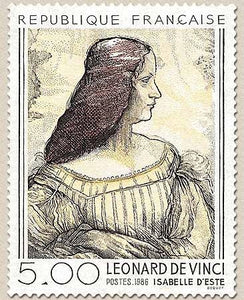 Série artistique. Portrait d'Isabelle d'Este, de Léonard de Vinci. 5f. Jaune clair et brun Y2446