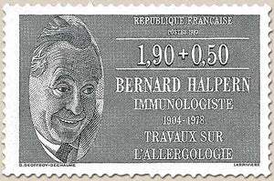 Personnages célèbres médecins et biologistes. Bernard Halpern (1804-1978)  1f.90 + 50c. Y2456