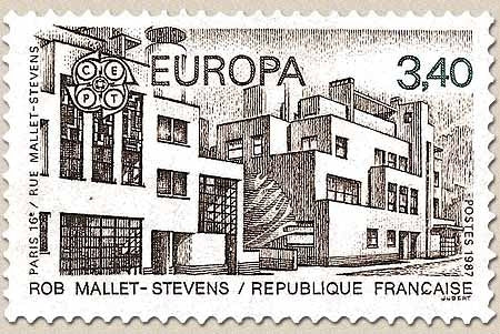 Europa. Architecture moderne. Rue Mallet-Stevens Paris 16°  3f.40 brun et vert Y2472