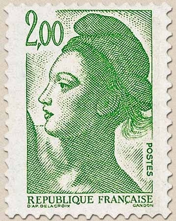 Type Liberté de Delacroix. 2f. Vert Y2484