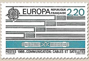 Europa. Transports et communication. Câbles et Satellites 2f.20 bleu-vert et gris Y2531