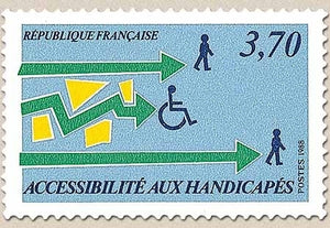 Accessibilité aux handicapés. Illustration des difficultés d'accès pour les handicapés 3f.70 Y2536