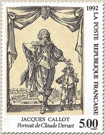 Série artistique. Gravure de Jacques Callot. Portrait de Claude Deruet  5f. noir sur crème Y2761